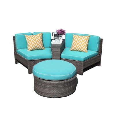 Outdoor Patio Furniture Set Wicker 4 Piece Semicircular ...