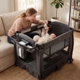 thumbnail image 6 of AILEEKISS 3-in-1 Foldable Baby Playard with Bassinet and Changing Table for Newborn, Dark Grey, 6 of 10