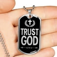thumbnail image 3 of Trust God Dog Tag Stainless Steel or 18k Gold Finish 24" Ball Chain, 3 of 8