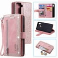 thumbnail image 5 of Dteck 9 Card Slots Wallet Case for Samsung Galaxy S21,Hybrid Magnetic PU Leather Zipper Kicstand Shockproof Rubber Full Protector Cover with Strap, rosegold, 5 of 5