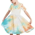 thumbnail image 5 of MKOSPLRT Casual Summer Dresses for Girl Short Sleeve Twirly Skater Dress Crew Neck Swing Pleated Dress Tie Dye A Line Dresses 4-14Y, 5 of 7
