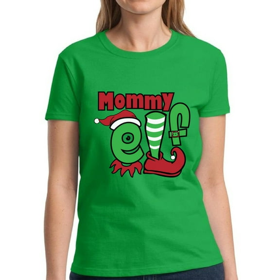 Mommy Elf Family Christmas Print for Her Christmas Shirt for Women - S M L XL 2XL 3XL Xmas Graphic Tee - Holiday Tee Christmas Shirts Ladies Top Gift