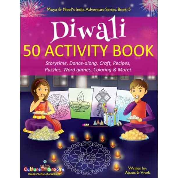 Libro de actividades Diwali 50 de segunda mano: cuentos, baile, manualidades, recetas, rompecabezas, juegos de palabras, colorear y (libro de bolsillo) de Ajanta Chakraborty y Vivek Kumar