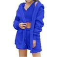 thumbnail image 4 of Fall Winter Warm Fleece Loungewear for Women Furry Cute 3PC Comfy Pajamas Sets Oversized Cozy Lounge Suit for Daily Homewear, 4 of 7