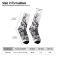 thumbnail image 2 of Fotbe Monochrome Deer Floral Pattern Long Socks for Men & Women – Breathable & Stretchy Compression Socks, Ideal for Running, Travel, and Everyday Wear Size 5-11, 2 of 6