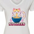 thumbnail image 4 of Inktastic I Love Noodles with Cat Illustration Women's V-Neck T-Shirt, 4 of 5