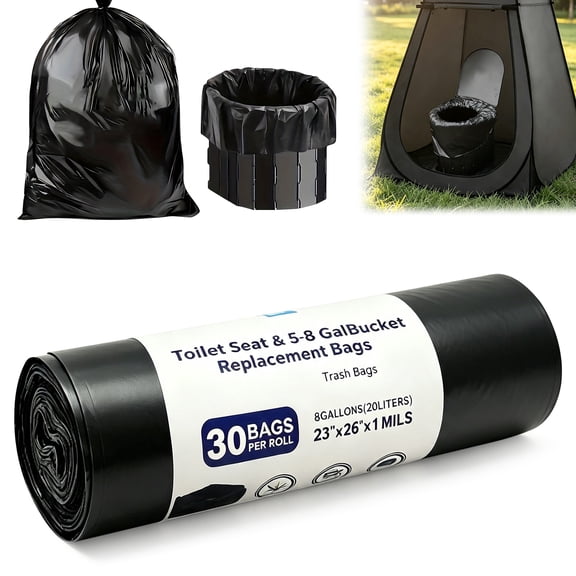 30 Portable Toilet Replacement Bags, SJORHNUS, 8 Gallon, Camping Potty Liners, Suitable for Camping, Travel, Car, and Outdoor Emergency Use