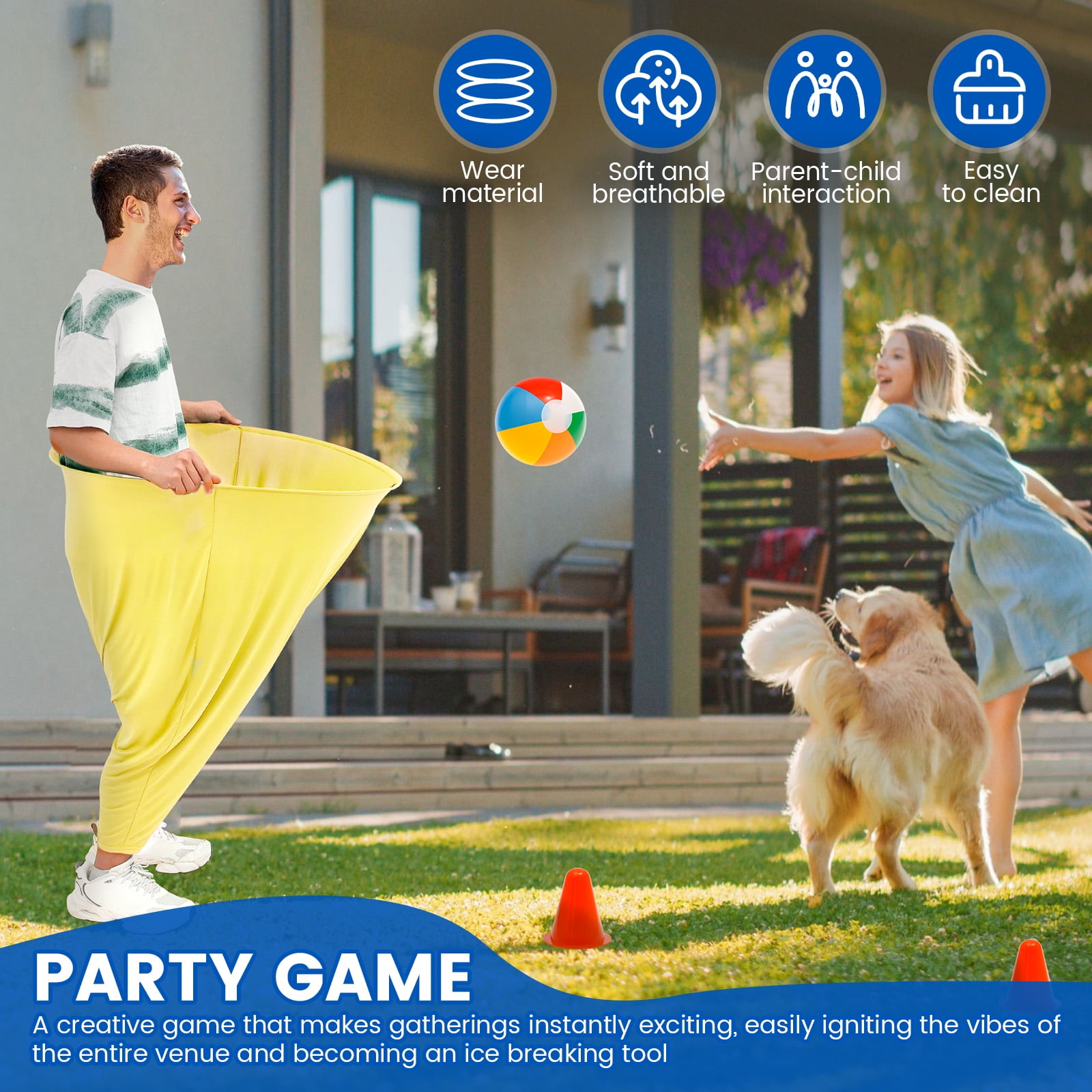 4Pcs Granny Pants Yard Game Set Creative Oversized Pants Tossing Game with 18 Ball and 2 Air Pump for Outdoor Courtyard Party Adults