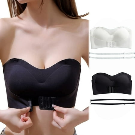 

Underwear Women 2PCWomen Lingerie Strapless Front Buckle Lift Bra Wire Free Slip Invisible Push Up Bandeau Bra Underwear