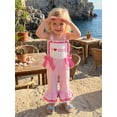 thumbnail image 6 of BemeyourBBs Toddler Baby Girls Summer Clothes Infant Baby Girl Fathers Day Outfit Romper Overalls Sleeveless I Love Dad Letter Heart Embroidery Stripe One Piece Jumpsuit Overalls Bell Bottom, 6 of 9