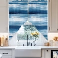 thumbnail image 4 of Blue Strip Swag Curtain Valance for Windows, Retro Watercolor Ripple Window Treatments Short Swag Topper for Kitchen Windows Bathroom Bedroom, 36"x36", 4 of 8