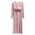 thumbnail image 3 of Aobny Elegant Nightgowns for Women's Pink Cotton Nightshirts Long Sleeve Long Crew Neck Womens Pajamas Comfort, 3 of 3