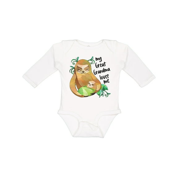 Inktastic My Great Grandma Loves Me Cute Sloth and Baby Boys or Girls Long Sleeve Baby Bodysuit