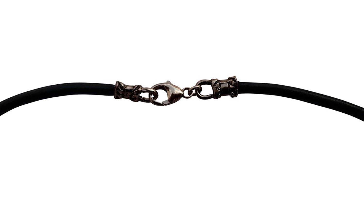 Thick 3mm Black Leather Gunmetal Cord Necklace