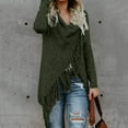 thumbnail image 4 of Poncho Cardigan pour Femmes Mode Ourlet Châle avec Franges Pull Décontracté Ample pour Dames, 4 of 5