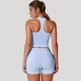 thumbnail image 5 of Women's V-Neck Cropped Tank Top with Racer-Inspired Straps and Smooth Contour Fit for Activewear - Medium, Light Blue, 5 of 7