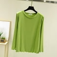 thumbnail image 4 of Womens Long Sleeve Undershirts 2026 Spring Lettuce Trim Base Layer Tops Crew Neck Underwear Top Lounge Homewear, 4 of 8
