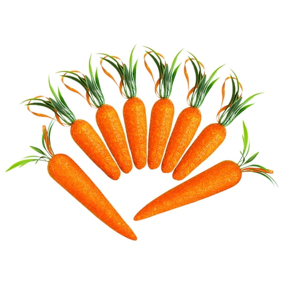 CRAFTHROU 8Pcs Carrot Ornaments for Easter Party Supplies Orange Foams Plastic Cloth Simulation Carrot Pendant