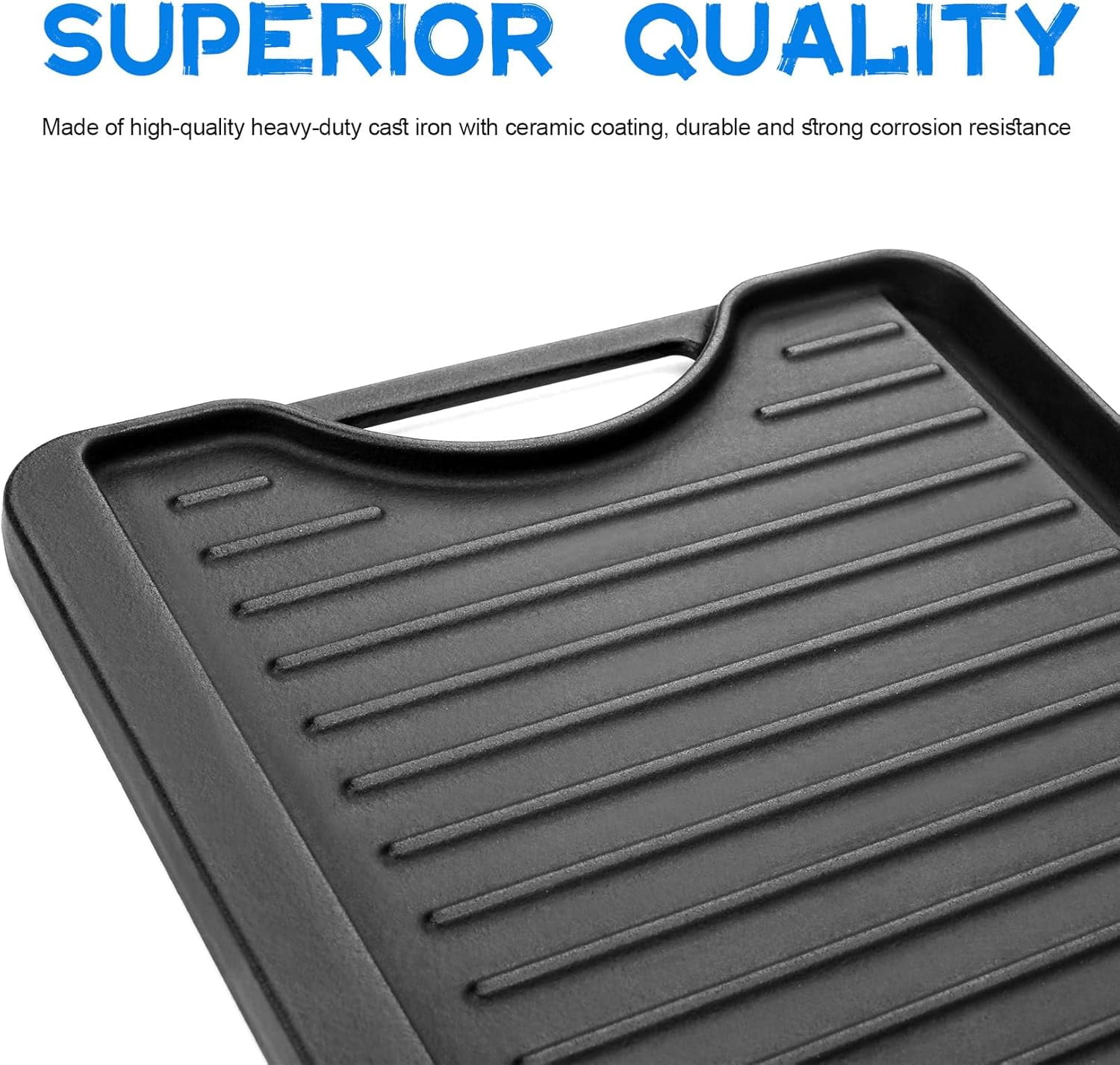 20 x 10.5 Reversible Cast Iron Griddle for Gas Stove, Grill & Camping