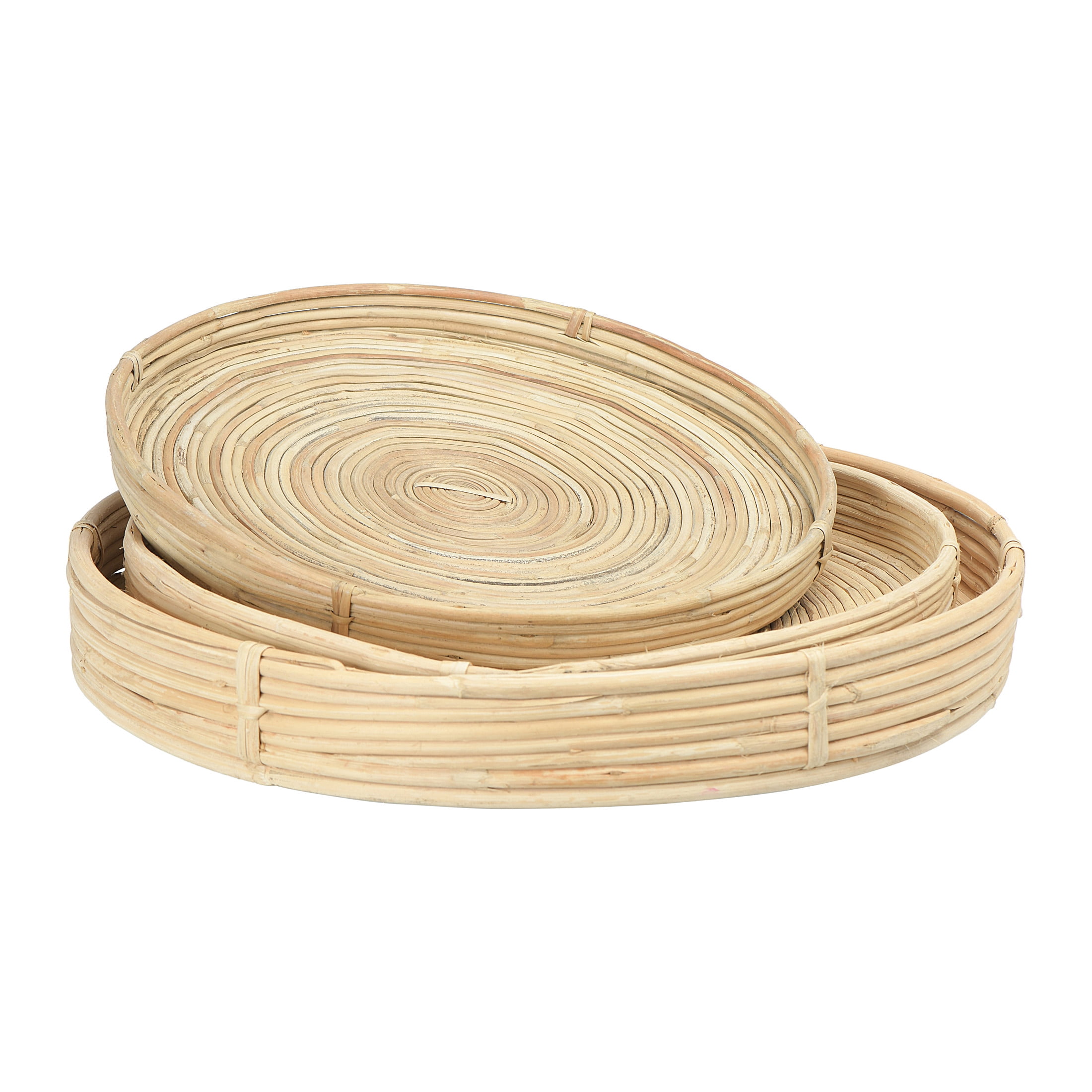 Bloomingville Natural Hand-Woven Cane Trays, Set of 3