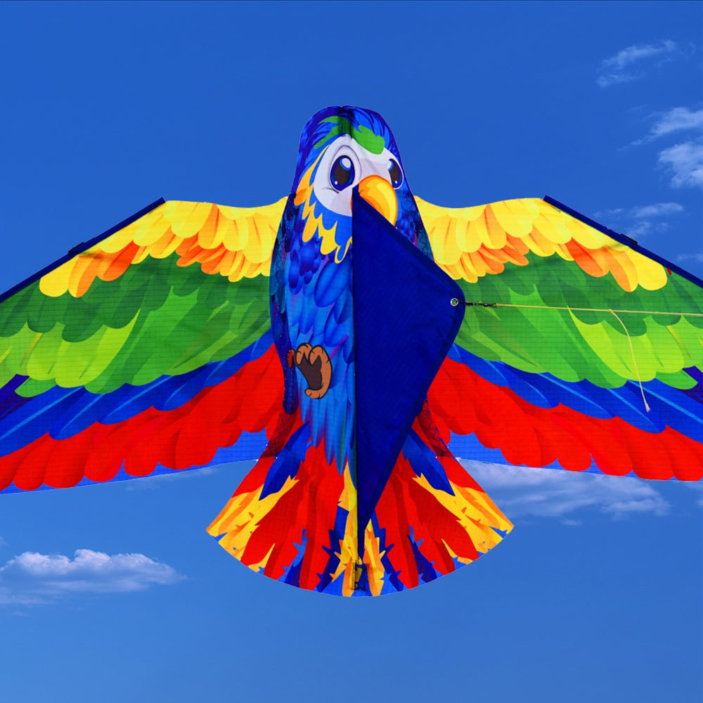 NFTIGB Blue 3D Parrot Kite for Kids and Adults Large Colorful Flying Toy for Outdoor Beach Park Games Beautiful Blue Animal Kite with String and Handle Easy to Fly Fun Family Activity Summer Gift