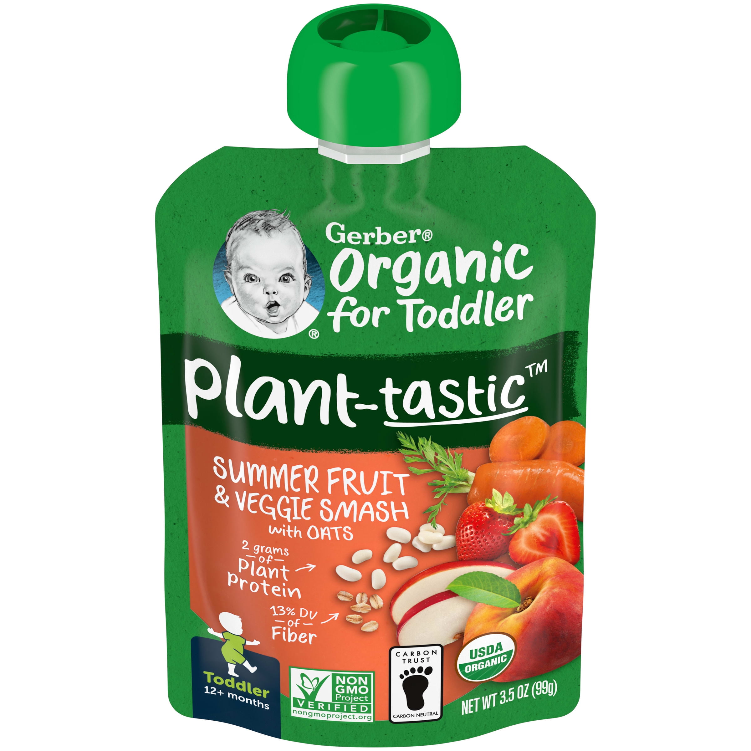 Gerber Organic Plant-tastic Toddler Food, Summer Fruit & Veggie, 3.5 oz Pouch (12 Pack)