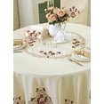 thumbnail image 2 of 1pc Round Dining Table Cloth With opean Rural Style Yellow Polyester Fabric & Multicolor Embroidery Hollow Out Lace Trim Decor For Round Table, Hom, 2 of 5