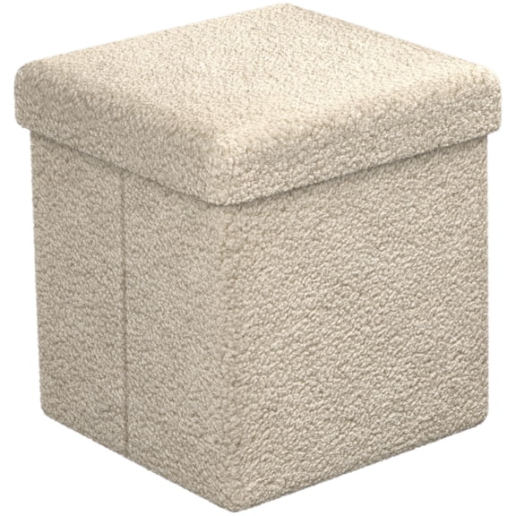 Favory Foldable Storage Ottoman for Nursery, Small Foot Stool Ottoman with Hidden Storage,Easy-Clean Fabric for Living Room,Beige