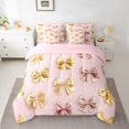 thumbnail image 2 of Homewish Pink Yellow Bowknot Bedding Comforter Set 7pcs for Child, Kawaii Princess Ribbon King Bedding Sets, Dreamy Bow-tie Reversible Bed Sheets, Ultra Soft Bedroom Decor, 2 of 7