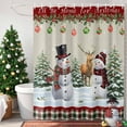 thumbnail image 4 of Shower Curtains Sets for Bathroom Decor Snowman Elk Xmas Ball Pine Tree Waterproof Bathroom Curtain with Hooks, Winter Snowflakes Retro Plaid for Bathroom Decor,36x72IN, 4 of 9