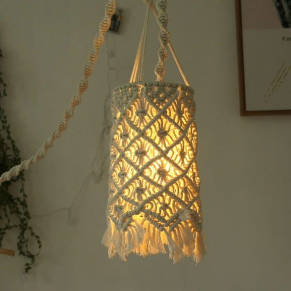WRITWAA Macrame Lamp Shade Tassel Shade Cotton Rope Light Cover Office 1Pack