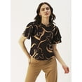 thumbnail image 1 of DressBerry Women’s Printed Poly Crepe Top Round Neck Small Ruffle Sleeves Waist Length Regular Wear Light Weighted Casual Summer Top, 1 of 7
