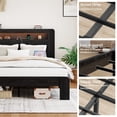 thumbnail image 3 of Harper & Bright Designs Full Size Platform Bed with LED Storage Headboard, Wood Platform Bed Frame with 2 USB, Large Under Bed Storage, Black, 3 of 8