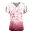 thumbnail image 4 of LSLJS Women's Fashion Short Sleeve V-Neck Tops Working Uniform Printing with Pocket Blouse Tops, Womens Plus Scrubs, 4 of 4