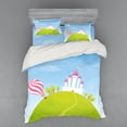 thumbnail image 2 of Ambesonne Cartoon Bedding Set 3 Pcs, Hills Hot Air Balloon, Twin XL, Multicolor, 2 of 3