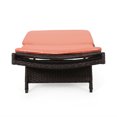 thumbnail image 2 of Savana Outdoor Wicker Lounge with Orange Water Resistant Cushion, Multibrown, 2 of 14