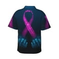 thumbnail image 3 of Uemuo Two Human Hands are Holds Pink Ribbon Awareness Printed Regular Fit Short Sleeve Casual Hawaiian Shirt for Men,Aloha shirt,Tropical shirt,Floral print shirt,Vacation Beach shirt-Large, 3 of 9