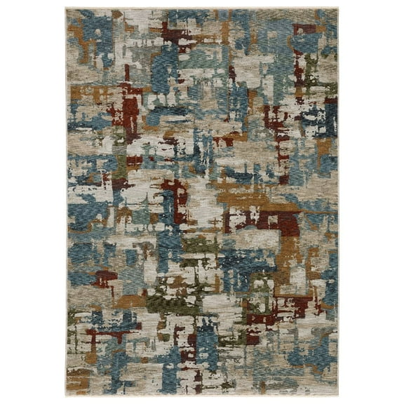 Oriental Weavers Hayden Area Rug - HAY02 - 3'3" x 5' - in Beige/ Multi - Modern Style, Stain Resistant, Family and Pet Friendly , Entrway, Bedroom Rug