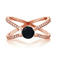 thumbnail image 2 of Gem Stone King 1.38 Ct Round Black Onyx 18K Rose Gold Plated Silver Ring (Size 9), 2 of 2