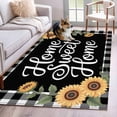 thumbnail image 3 of 4x6 Washable Area Rug, Yellow Sunflower Non-Slip Rectangle Rug for Living Room Office, Black Buffalo Plaid Sweet Home Green Leaf Indoor Accent Floor Mat for Home Decor, 3 of 9
