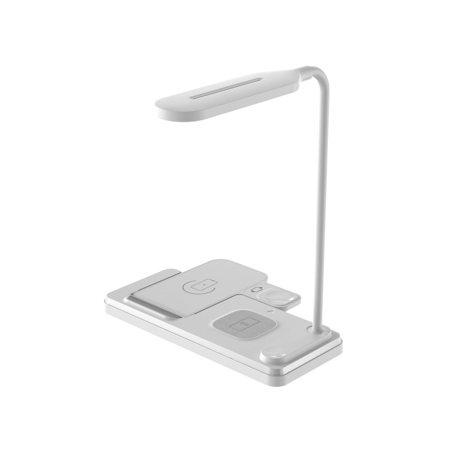 4-in-1 Wireless Charger Desk Lamp with 15W Fast Charging for Mobile Phone, Watch & Headset, Foldable Night Light, Type-C Interface, Eye Protection, Adjustable Brightness, Black White