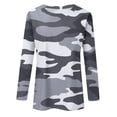 thumbnail image 4 of Womens Long Length Sleeve Shirts Camo Printed Shirts Crew Neck T Shirts Casual Dressy Blouses Tee 2026 Light Gray M, 4 of 5