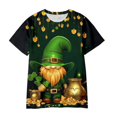 

Kids Crew Neck T-Shirt Boys Girls Casual Clothes Summer Short Sleeve Trendy St.Patrick Day Cute Prints Leisure Fashion Comfy Tops Classic Dailywear