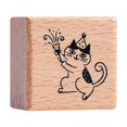 thumbnail image 1 of Sello de gato, lindo animal, pequeño, cuadrado, de 1,2 pulgadas, de madera, para niños, para manualidades. Fiesta, 1 of 9