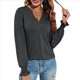 thumbnail image 2 of Tops Casuales de Larga con Cuello en V para Mujer, Camisetas Holgadas de y Otoño Gris Oscuro XXL, 2 of 8