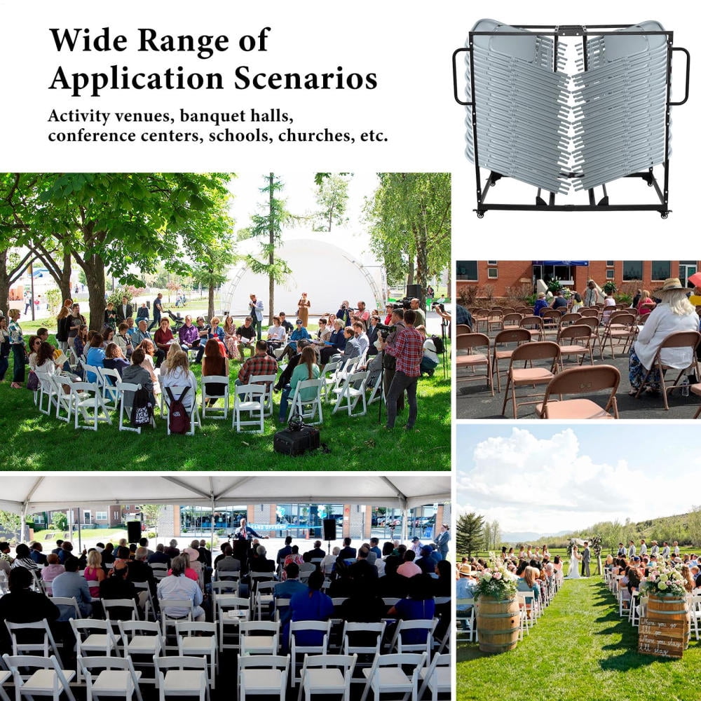 Folding Table Cart, Heavy Duty Table Dolly Swivel Wheels, Drywall Dolly Cart w/ 500 LBS & 32-40 Table Capacity for Party Events, Hotel, Factory, Warehouse