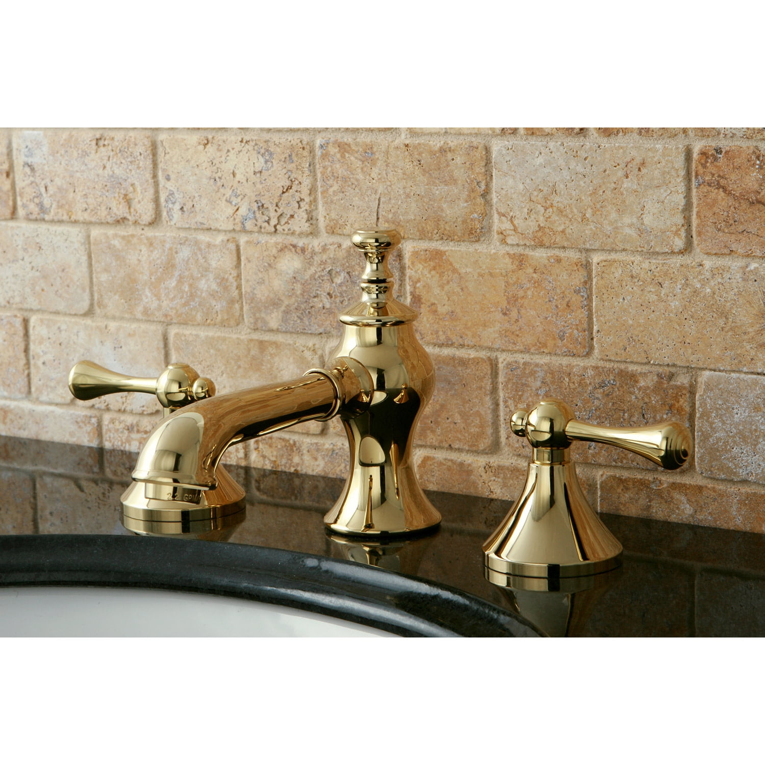 Kingston Brass KC7062BL Widespread Lavatory Faucet with Brass Pop-Up, Polished Brass