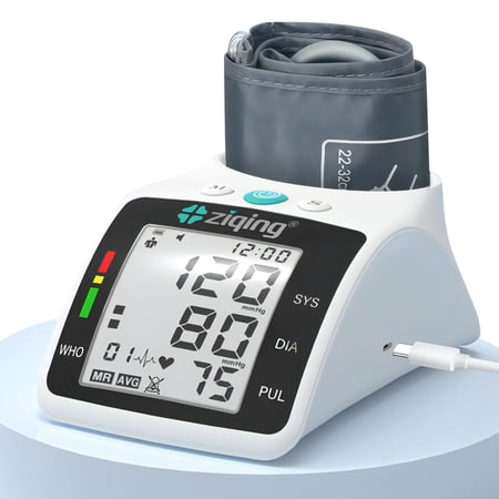 ZIQING Automatic Digital Upper Arm Blood Pressure Monitor with Large LED Display & Adjustable Extra Large Cuff