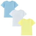 thumbnail image 5 of HILEELANG 2-7T Toddler Little Boys 3-Pack T-Shirts Dinosaur Shark Surf Graphic 100% Cotton Short Sleeve Summer Tees Blue Yellow White 2T 3T 4T 5T 6T 7T, 5 of 5