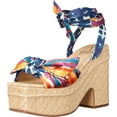 thumbnail image 1 of Sam Edelman Tula Caspian Blue Multi Squared Open Toe Wedge Block Heeled Sandals (Caspian Blue Multi, 8.5), 1 of 6